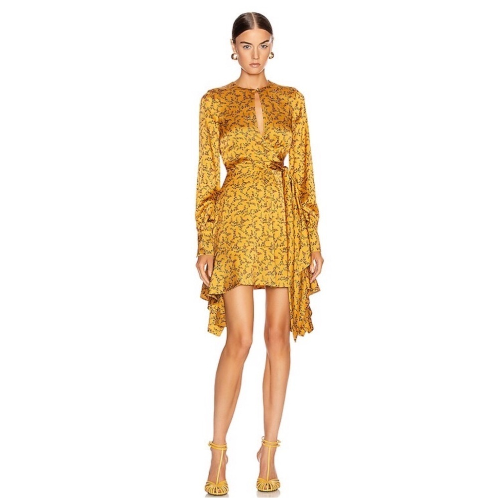 Jonathan Simkhai hammered silk keyhole tie front dress